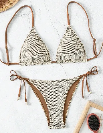 Costum de baie SHEIN, crem/maro
