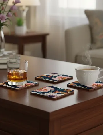 Set suporturi pahare 6 bucati, floral Floral print