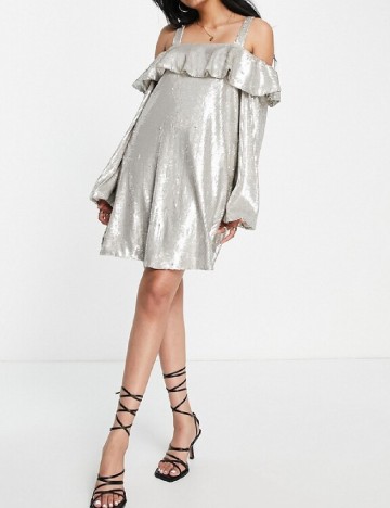 Rochie scurta Top Shop, argintiu