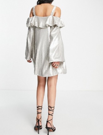 Rochie scurta Top Shop, argintiu
