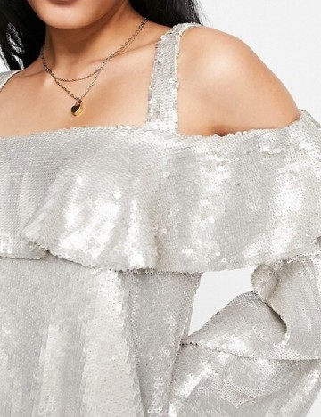 Rochie scurta Top Shop, argintiu