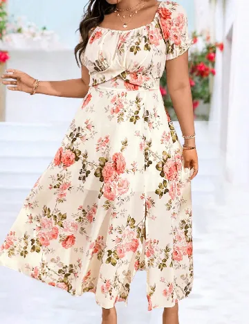 Rochie lunga SHEIN CURVE, floral print Floral print