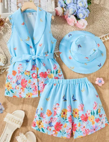Compleu Shein Kids, bleu Albastru