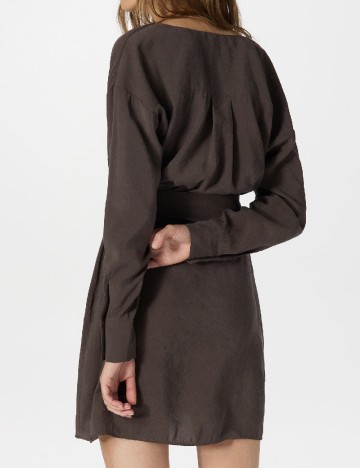 Rochie scurta Reserved, maro inchis