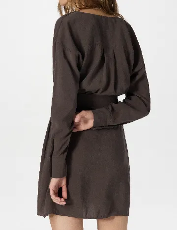 Rochie scurta Reserved, maro inchis