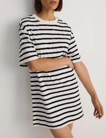Rochie scurta Reserved, alb/bleumarin
