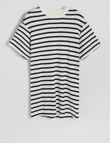 Rochie scurta Reserved, alb/bleumarin
