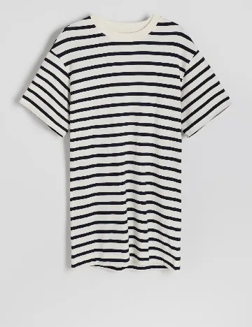 Rochie scurta Reserved, alb/bleumarin