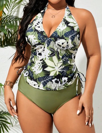Costum de baie SHEIN CURVE, verde