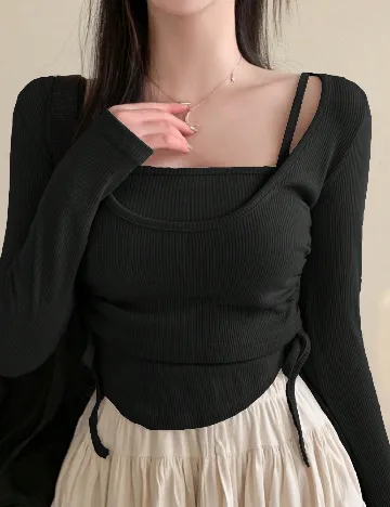 Set top si maiou Dazy, negru