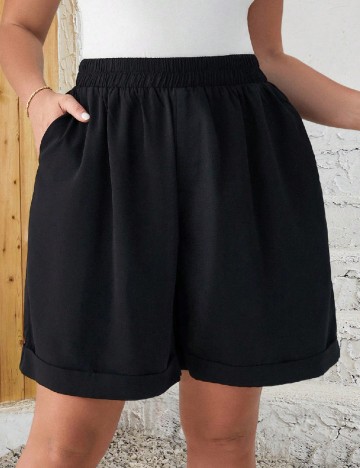 Pantaloni scurti SHEIN CURVE, negru