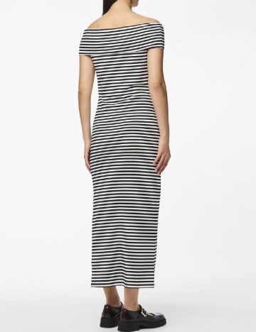 Rochie lunga Pieces, alb/negru