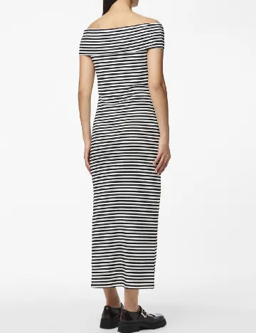 Rochie lunga Pieces, alb/negru