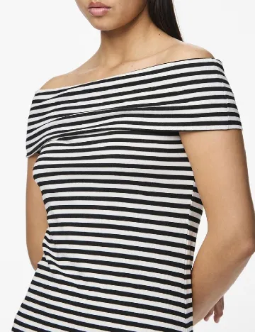 Rochie lunga Pieces, alb/negru