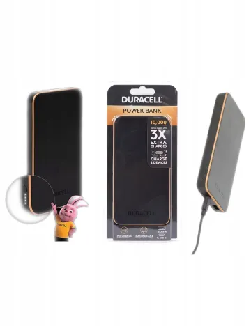 Baterie externa DURACELL, negru Negru