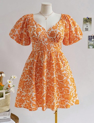 Rochie scurta SHEIN CURVE, portocaliu