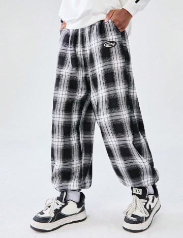 Pantaloni Shein Kids, negru/alb