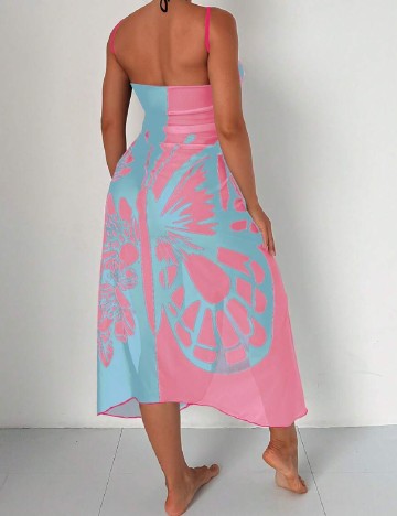 Rochie de plaja SHEIN, roz/albastru