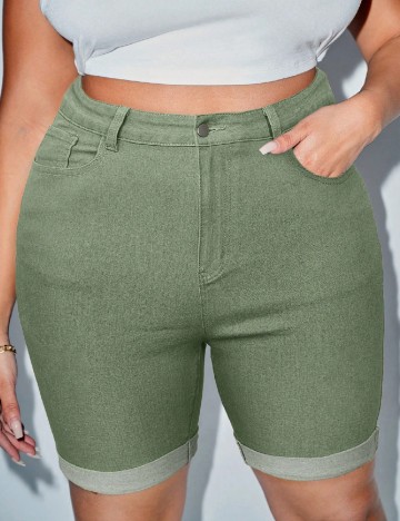 Pantaloni scurti SHEIN CURVE, verde