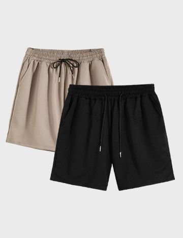 Pantaloni scurti Romwe, negru/maro