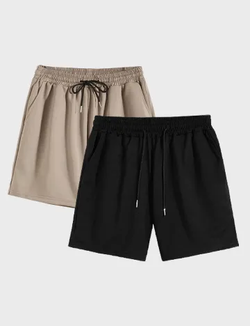 Pantaloni scurti Romwe, negru/maro