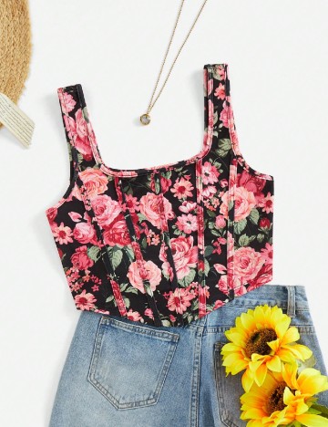 Top SHEIN, floral print