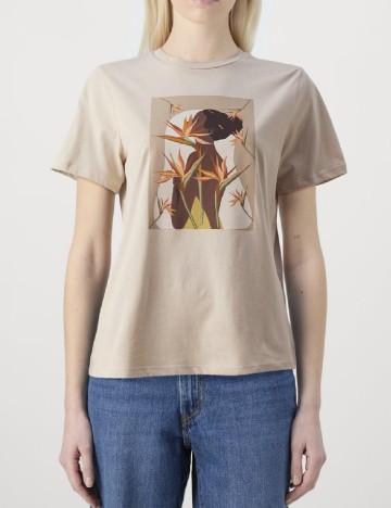 Tricou Pieces, crem