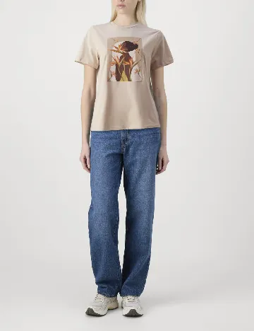 Tricou Pieces, crem
