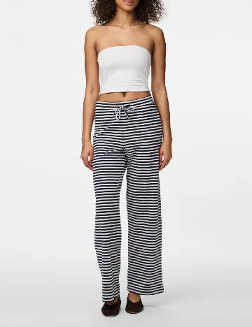 Pantaloni Pieces, alb/albastru Albastru