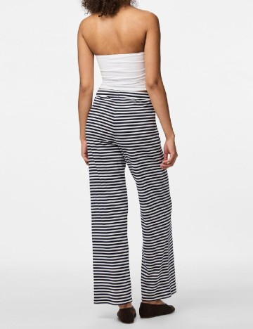 Pantaloni Pieces, alb/albastru