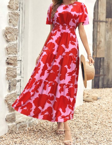 Rochie lunga SHEIN, rosu/roz