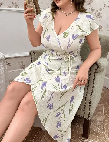 Rochie scurta SHEIN CURVE, ecru Alb
