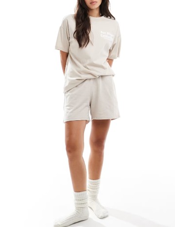 Tricou Oversize Pieces, crem