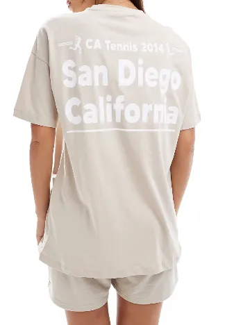 Tricou Oversize Pieces, crem