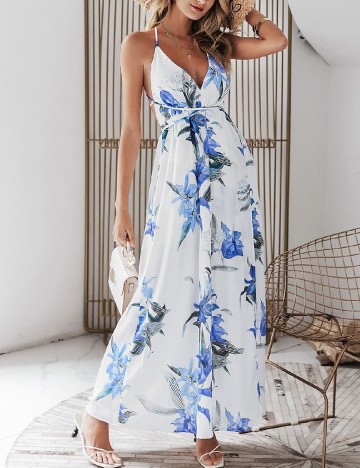 Rochie lunga Simplee, alb