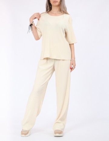 Pantaloni Pieces, crem