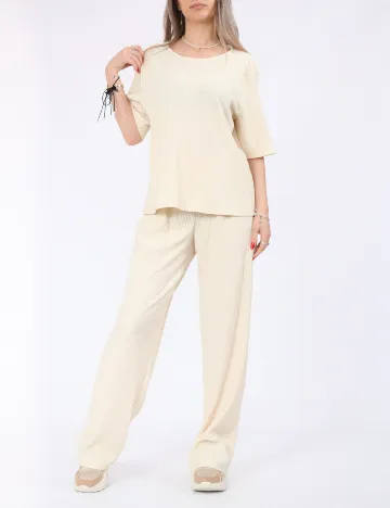 Pantaloni Pieces, crem