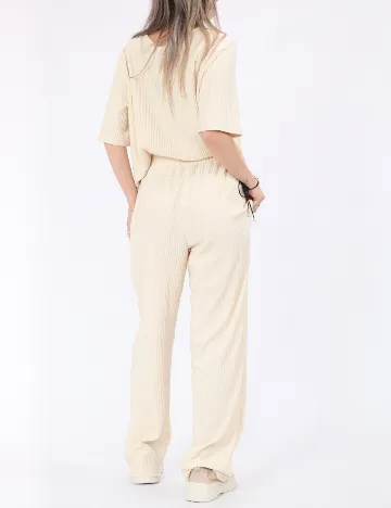 Pantaloni Pieces, crem