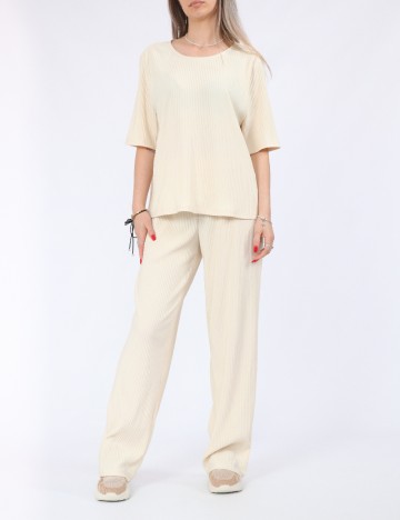 Pantaloni Pieces, crem