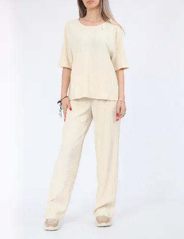 Pantaloni Pieces, crem