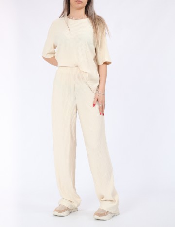 Pantaloni Pieces, crem