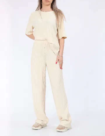 Pantaloni Pieces, crem
