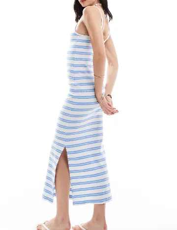 Rochie lunga Pieces, alb/albastru Albastru