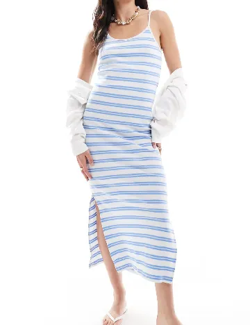Rochie lunga Pieces, alb/albastru Albastru