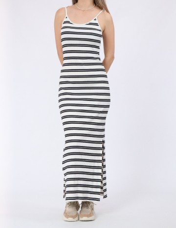 Rochie lunga Pieces, alb/negru