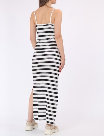 Rochie lunga Pieces, alb/negru