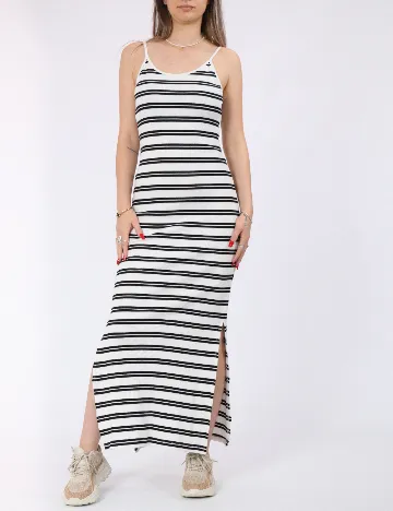 Rochie lunga Pieces, alb/negru