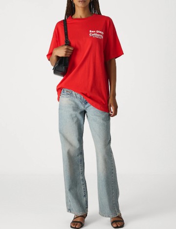 Tricou Oversize Pieces, rosu