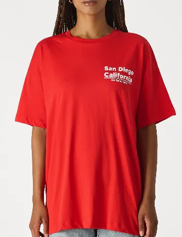 Tricou Oversize Pieces, rosu