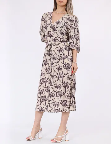 Rochie medie Vero Moda, crem/mov